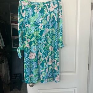 Lilly Pulitzer Floral Midi Dress - Green and Pink